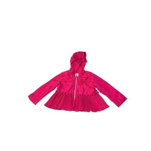 Infant Girls 12 Mo Mayoral‎ Hooded Full Zip Jacket Pink Ruffled Bow Accent